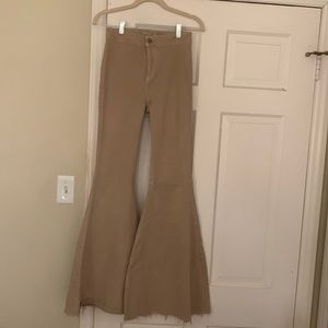 Free People stretch denim wide leg flare pants 26R